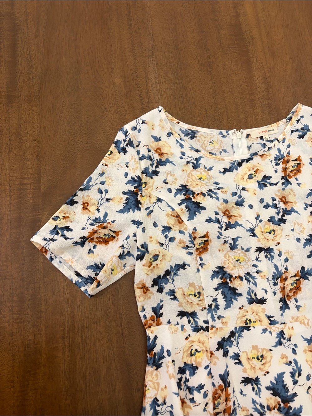 orange creek Cream Maxi Dress with Blue and Brown Floral Print - Picture 4 of 8